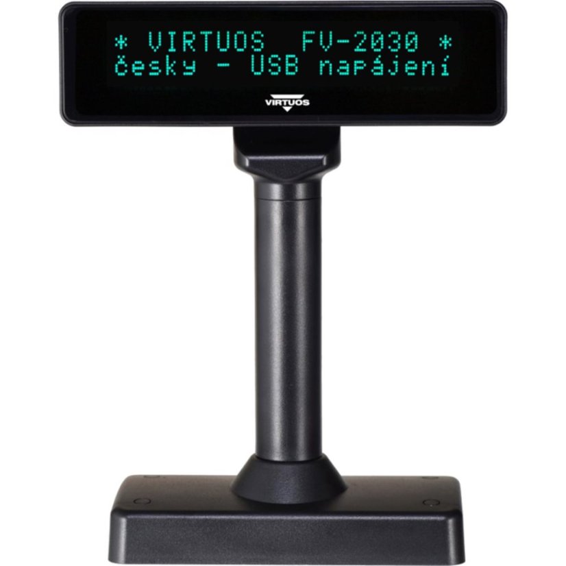 VIRTUOS FV-2030B 2x20 9 mm, USB, čierny VFD zákaznícky displej