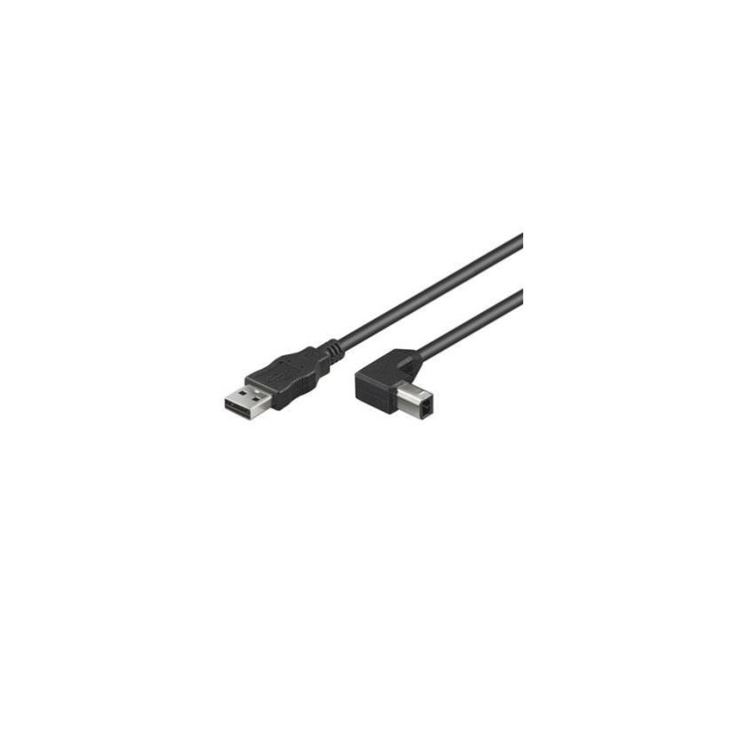 PremiumCord Kabel USB 2.0, A-B, 1m se zahnutým USB-B konektorem 90°