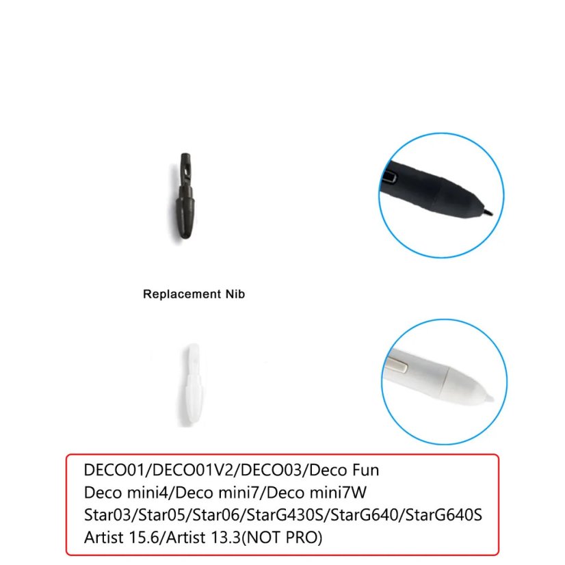 XP-PEN náhradní hroty pro pera P01, P03 a P05, bílý / 10KS