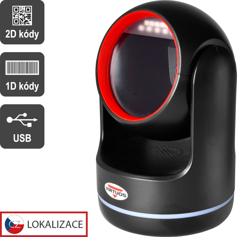 Scanner VIRTUOS HT-861A, CCD 2D, stacionární, USB, černý