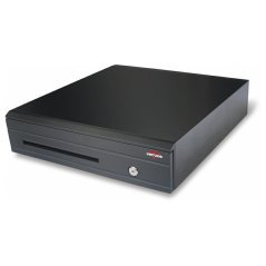 Pokladní zásuvka VIRTUOS C425C, černá, kovové držáky bankovek, s kabelem RJ12 24V, konektor RJ50, 9-24V