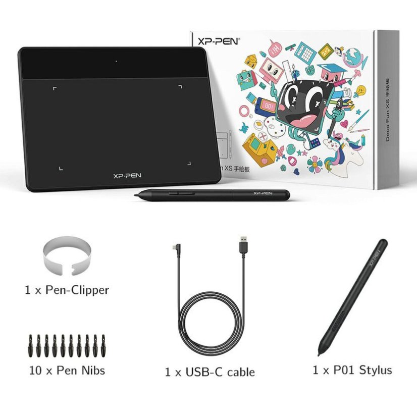 XP-Pen Deco Fun XS, černý