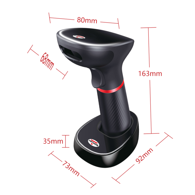 Scanner VIRTUOS HW-855A, bezdrôtový so základňou USB, čierny